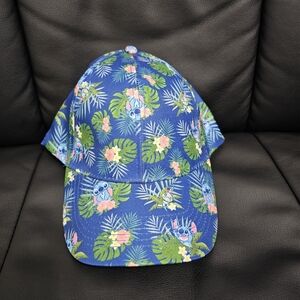 Disney Stitch  Baseball Cap Adjustable Slide Stitch Scrump Leaf Pattern Blue